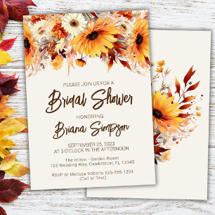 Invitación Fall Floral Beige Bridal Shower