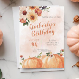 Invitación Fall Floral Birday Party