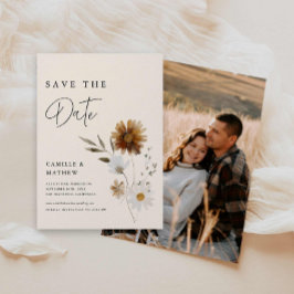 Invitación Fall Floral Boho Photo Save the Date Card