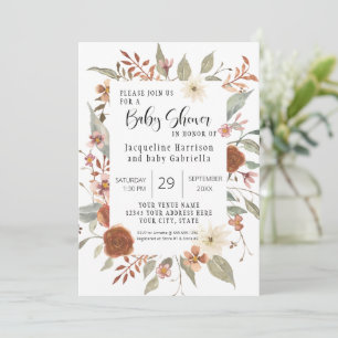 Invitación Fall Floral BOHO Script Chica Baby Shower Photo In