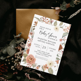 Invitación Fall Floral BOHO Terracotta Chica Baby Shower
