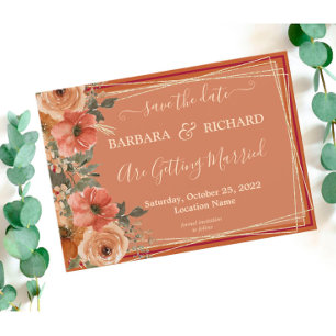 Invitación Fall Floral CLÁSICA Terracotta Fall Save Date