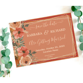 Invitación Fall Floral CLÁSICA Terracotta Fall Save Date