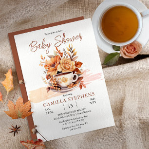 Invitación Fall Floral Cottage Core Baby Shower