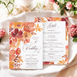 Invitación Fall Floral elegante boho todo en un boda de guion