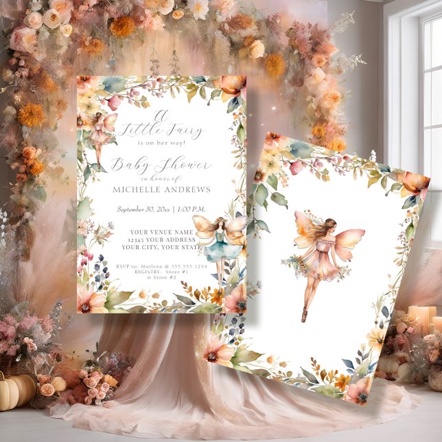 Invitación Fall Floral encantado Fairy Daisy Chica Baby Showe (Subido por el creador)