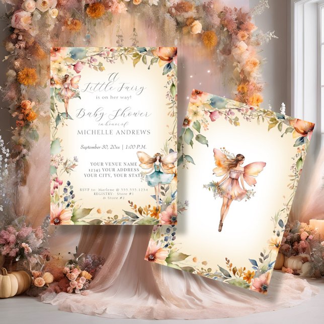 Invitación Fall Floral Encantado Fairy Sage Chica Baby Shower (Subido por el creador)