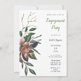 Invitación Fall Floral Engagement Party Autumine Wine Rust