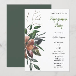 Invitación Fall Floral Engagement Party Autumine Wine Rust
