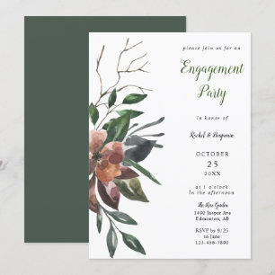Invitación Fall Floral Engagement Party Autumine Wine Rust