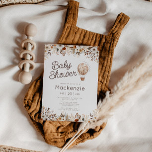 Invitación Fall Floral Hot Air Balloon Baby Shower
