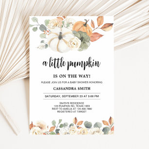 Invitación Fall Floral Little Pumpkin Baby Shower