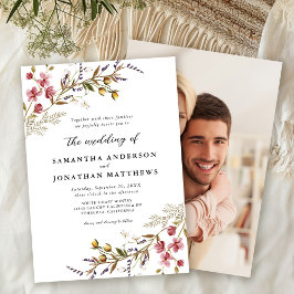 Invitación Fall Floral Moderno Wildflowers Boda de fotografía