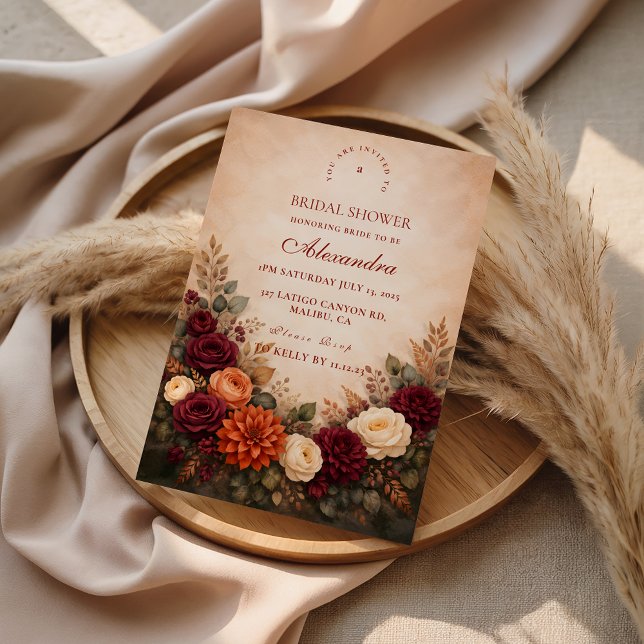 Invitación Fall Floral Romance Bridal Shower (Subido por el creador)