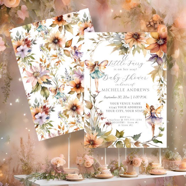 Invitación Fall Floral Sunflower Fairy Daisy Chica Baby Showe (Subido por el creador)