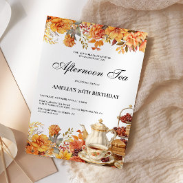 Invitación Fall Floral Tarde Tea Birday Party