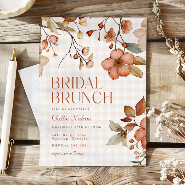 Invitación Fall Floral Terracotta Bridal Shower Brunch (Subido por el creador)