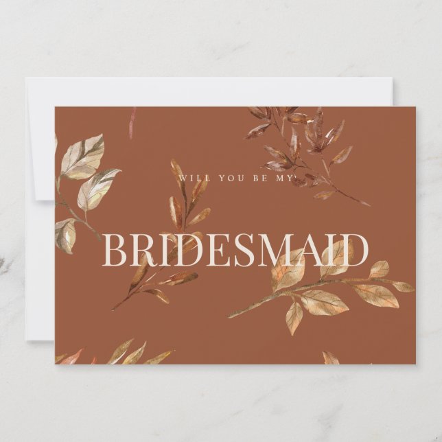 Invitación Fall Floral Terracotta Bridesmaid Propuesta Tarjet (Anverso)