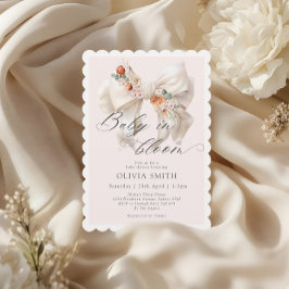 Invitación Fall Floral White Bow Baby en Bloom Baby Shower