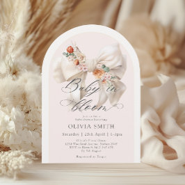 Invitación Fall Floral White Bow Baby en Bloom Baby Shower