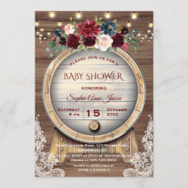 Invitación Fall Floral Wine Barrel Vineyard Baby Shower