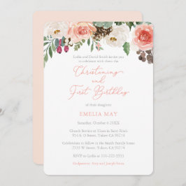 Invitación Fall Florals Chica Christening Primer Fiesta de Cu