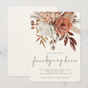 Invitación Fall Florals Terracotta Friendscome Acción de Grac