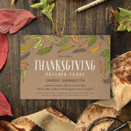 Invitación Fall Foliage Acción de Gracias Potluck Dinner