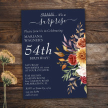 Fall Foliage Otoño Navy Blue Surprise Cumpleaños