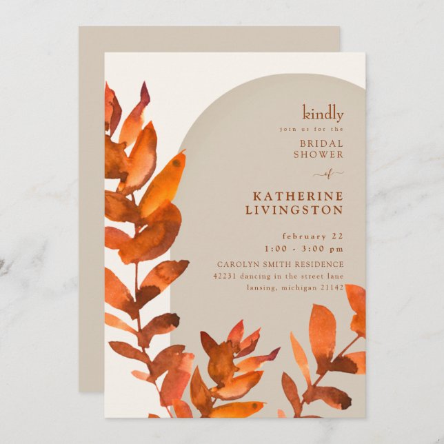 Invitación Fall Foliage Vibrance Bridal Shower (Anverso / Reverso)