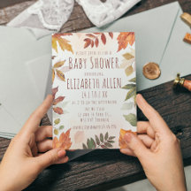 Fall Foliage Watercolor Autumn Baby Shower