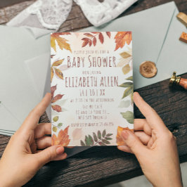 Invitación Fall Foliage Watercolor Autumn Baby Shower