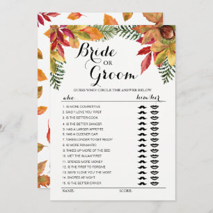 Invitación Fall Follaje de otoño Juego de novia o Groom edita
