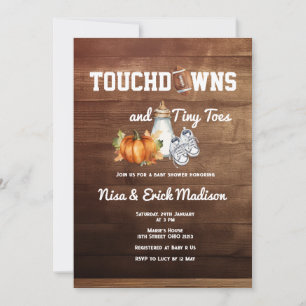 Invitación Fall Football Touchdown Tiny Tox Baby Shower