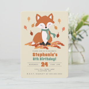 Invitación Fall Fox Woodland Birthday