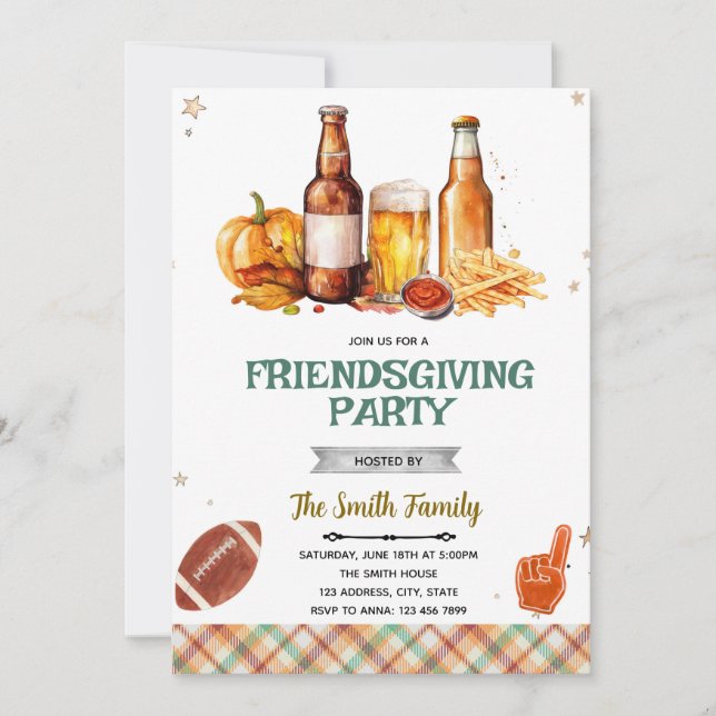 Invitación Fall Friends Food and Football invitation (Anverso)