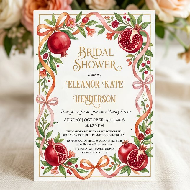 Invitación Fall Garden Pomegranate Bridal Shower (Subido por el creador)