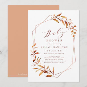 Invitación Fall Greenery Geometric Rustic Baby Shower
