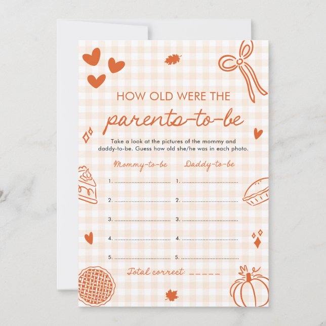 Invitación Fall Hand Drawn Baby Shower How Old Were They (Anverso)
