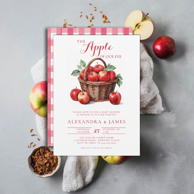 Invitación Fall Harvest Apple Basket Coed Couple Baby Shower (harvest baby shower invitation coed couple fall autumn apple of our eye gender neutral modern)