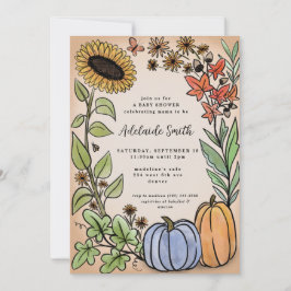 Invitación Fall Harvest Blue Pumpkin Baby Shower
