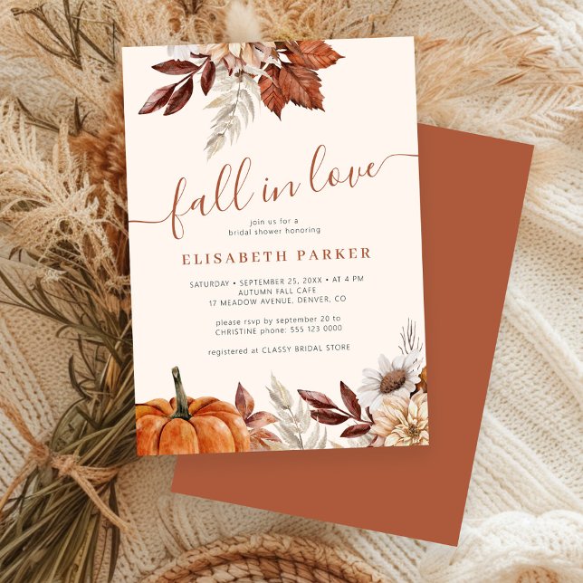 Invitación Fall in love autumn floral ivory bridal shower (Subido por el creador)