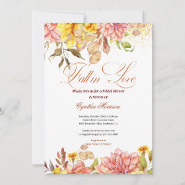 Invitación Fall in Love Autumn Floral Romance Bridal Shower
