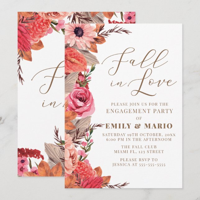 Invitación Fall In Love Engagement Invitation (Anverso / Reverso)