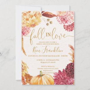 Invitación Fall in Love Floral and Gold Bridal Shower Invitat