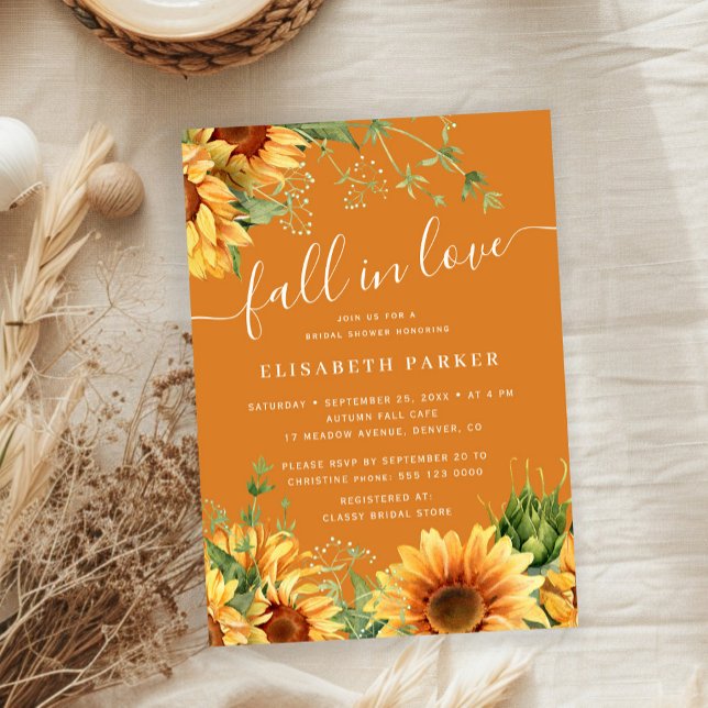 Invitación Fall in love floral burnt orange bridal shower (Subido por el creador)