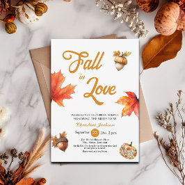 Invitación Fall in Love Maple Leaves Acorns Bridal Shower 