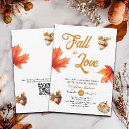 Invitación Fall in Love Maple Leaves Acorns Bridal Shower 