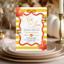 Invitación Fall in Love Maple Leaves Coquette Bridal Shower 