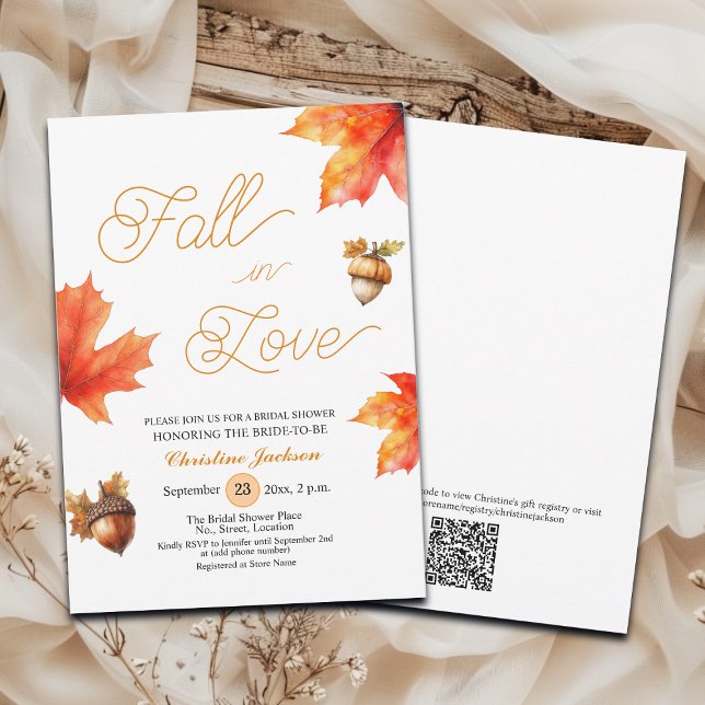 Invitación Fall in Love Maple Tree Leaves Bridal Shower  (Subido por el creador)